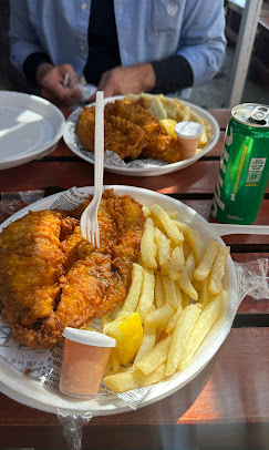 Fried hake with chips